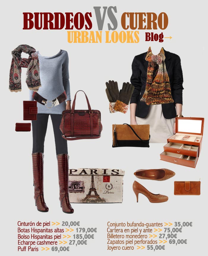 compra online complementos accesorios burdeos cuero