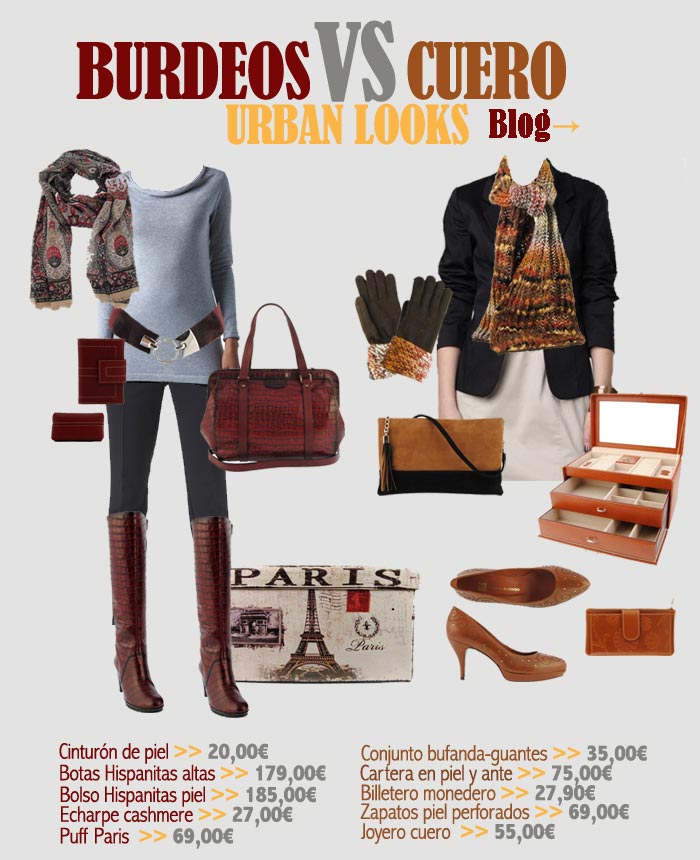 compra online complementos accesorios burdeos cuero