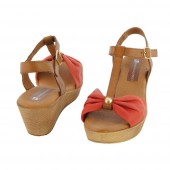 compra online sandalias cuña piel