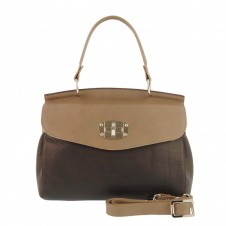 bolso piel lisa combinada asa broche