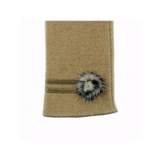 guante lana con pompon beige