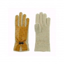 guantes lana y piel con topos