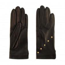 guantes piel negro tachas doradas