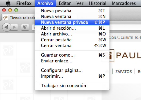 navegación privada Firefox