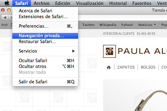 navegación privada safari